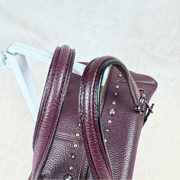 Coach Primrose Willow Floral Appliqué Leather Satchel Oxblood Gunmetal Hardware - Picture 15 of 17